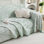 ROOMLIFE Green Couch Covers for Sofa, Sofa Covers Washable Non Slip Furniture Protector Couch Sofa Covers for 3 Cushion Couch, Breathable Sofa Slipcovers Couch Cover Blanket with Tassels 71" X 134"