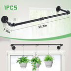 Bigmeta 34in Hanging Planters Rod for Indoor Plants - Max. Load 44 lb Black Metal Holder Rod for Wall Ceiling Decor, 1 Pcs (Pot Chain & Plants Not Included)