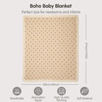 insular Cotton Muslin Baby Blanket with Tassel, Boho Bohemian Muslin Swaddle Blanket Baby Receiving Blanket with Fringe, Nursery Decor Throw or Nursing Blankets, 47" x40”, Khaki Rainbow