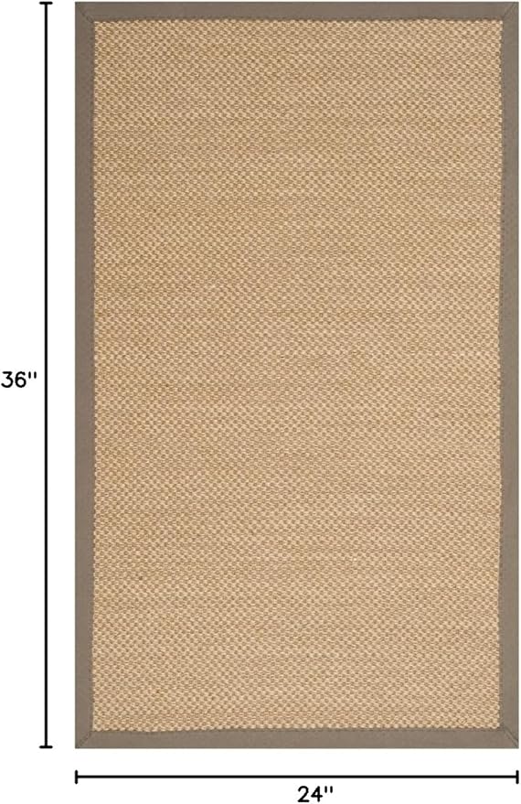 SAFAVIEH Area Rug 2x3 - Natural Fiber Collection - Maize & Grey, Sisal, Woven Design with Border (NF141G)