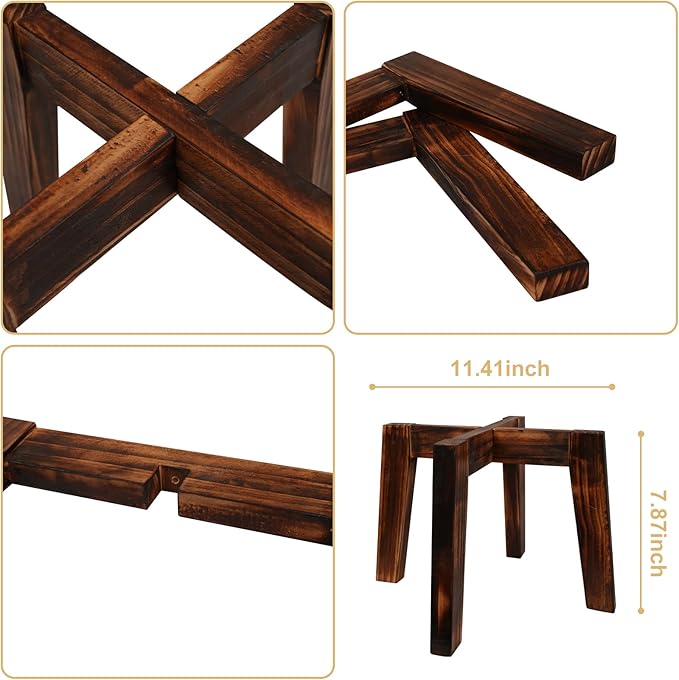 Plant Stand Indoor, Tall Stool Plants Holder for 5-15 Inch Pot, Bamboo Flower Pot Stand for Indoor Plants, Small Single Floor Plant Stand, Walnut