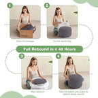 Round Stuffed Pouf, Corduroy Poufs with Foam Chunk Filling,20 X 15 Inches Floor Poufs Foot Rest for Living Room