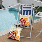 DFXSZ Red Orange Fall Pillow Cover 16X16 Inch Set of 2 Outdoor Waterproof Floral Orange Decorative Pillowcase Decor for Couch Patio Funiture Garden Print Polyester Cushion Cover 01N18