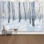 EMMTEEY Forest Wall Tapestry - Winter Scene Birch Forest - 60x50 for Friends and Families