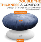 Cheer Collection Extra Large Floor Pillow, 32" Round Meditation Cushion, Oversized Yoga Pillow & Floor Cushions for Adults, Floor Pillows for Sitting, Meditation, and Seat Cushion - Navy Blue