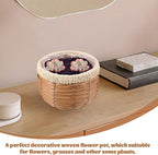 GANAZONO Woven Planter Basket Natural Rattan Plant Pot 7.28X7.28X5.31In Handwoven Multi-Purpose Flower Container for Indoor Outdoor Decor and Storage