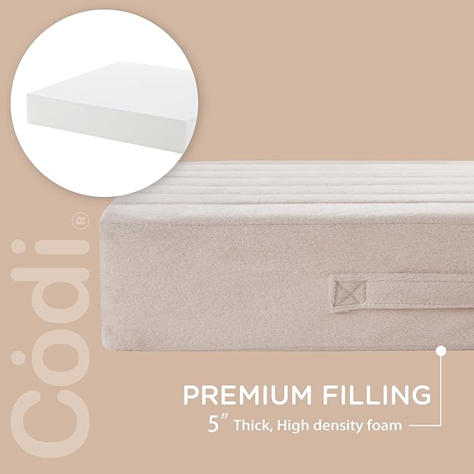 Codi Thick Replacement Couch Cushions, Upholstery Foam with Washable Covers for Sofa Cushion Chair Meditation - 24 × 24 × 5 Inch, High Density Foam, Ivory