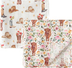 ittle Jump Muslin Swaddle Blankets for Boys Girls, 2 Pack Receiving Baby Blanket Large 47 x 47 inches, Soft Breathable Swaddling Wrap for Unisex Newborn (2 Pack Cow Girls)