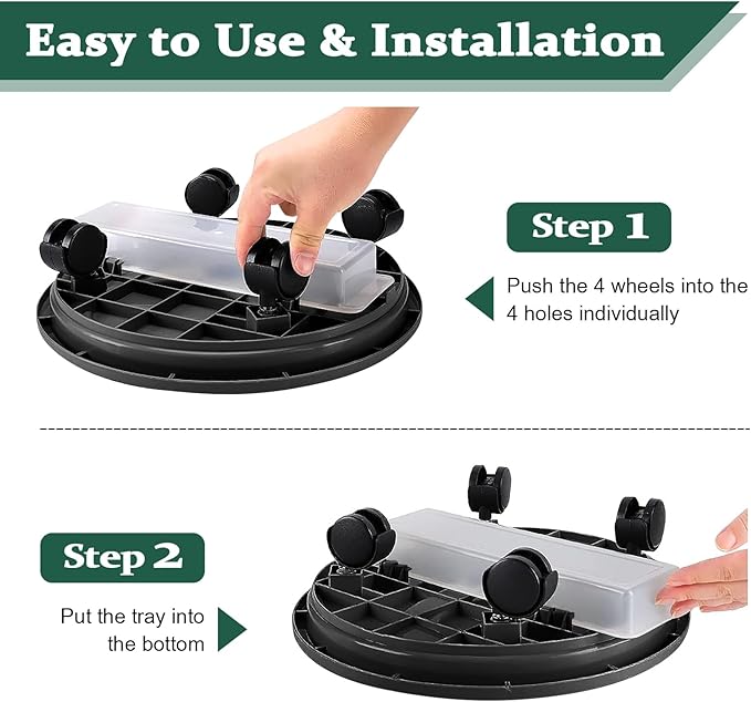 Looca Plant Caddy with Wheels and Drainage Tray, 13”Rolling Plant Stand Flower Pot Mover, Planter Caddies Round Plant Dolly for Heavy Duty Planter, 3 Pack, Bearing 120 lbs (Black)