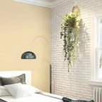 Fake Hanging Plant Decor Indoor, Eucalyptus Artificial Faux Plants in Wall Woven Planters, Jute Hanger with Black Pot Soft Green 2PCS 23Inch Long
