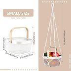 2 Sets Hanging Fruit Baskets for Kitchen 2 Size Metal Wire Mesh Basket with Boho Woven Rope Fruit Hammock Wall Hanging Vegetable Produce Basket for Kitchen Organizing Gathering Storage
