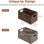 StorageWorks Storage Baskets for Organizing, Water Hyacinth Baskets for Shelves, Organizer Basket with Handles, Decorative Storage Basket for Closet, Pantry Organizers