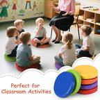 Costzon 6-Piece 14 inch Kids Floor Cushion, 2.5" Thick Waterproof Daycare Preschool Round Foam Cushion with Handle for Toddlers, Soft Flexible Seating for Classroom, Home, Kindergarten or Nursery