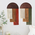 HISBO 2 Pcs Boho Macrame Wall Hanging, Tie-Dye Tapestry, Three-color woven tapestry, Modern Chic Wall Decor, for Apartment Dorm Living Room Bedroom Nursery Backdrop 17.7" W X 29.5" L, Red and Green