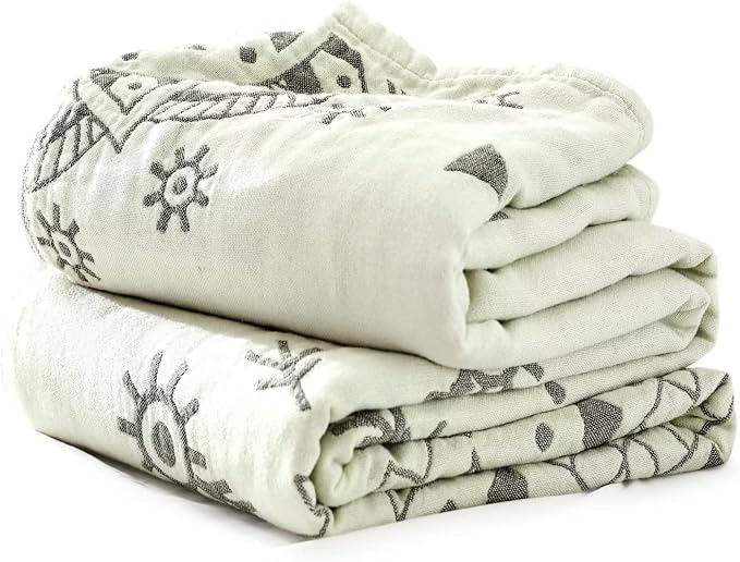 Boho Throw Blanket for Bed 100% Cotton Ultra Soft Rustic Quilt Spring Blanket Geometric Mandela Printed Farmhouse Decor Bed Blankets,80"x90" All Season Rustic Throw for Sofa Couch Chair