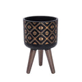 D'vine Dev 8 Inch Planter Pot with Stand, Mid-Century Tall Plant Pot with Legs for Indoor Plants, Small, Bronze/Black, 88-G-A-6