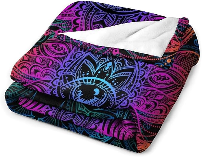 Mandala Boho Throw Blanket Colorful Floral Bohemian Blanket for Sofa Bed Couch Chair Or Dorm 60"x80"