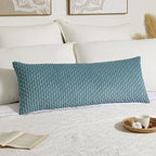 Kevin Textile 14x36 Inch Long Lumbar 1 Pack Boho Decorative Throw Pillow Cover Soft Striped Corduroy Rectangle Cushion Case Farmhouse Solid Color Accent for Living Room Couch Sofa Bed, Blue Grey