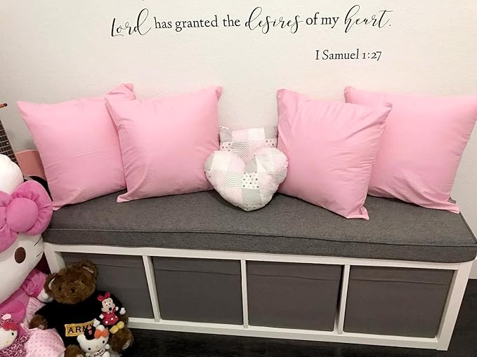Thmyo 4-Pack 100% Cotton Comfortable Solid Decorative Throw Pillow Case Square Cushion Cover Pillowcases Blank Pillow Covers Valentines Day DIY Throw Pillowcase for Sofa Bed(16x16inch/40x40cm,Pink)