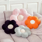 Flower Pillow, Cute Daisy Decorative Pillow for Bed, Soft Home Decor Floor Seating Cushion (Black, 14.9 Inches)