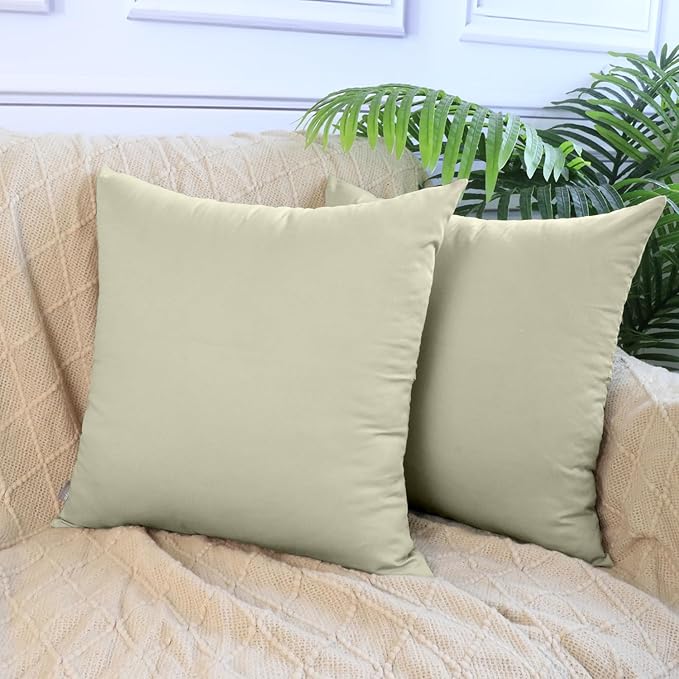 Thmyo 4-Pack 100% Cotton Comfortable Solid Decorative Throw Pillow Case Square Cushion Cover Pillowcase Sublimation Blank Pillow Covers DIY Throw Pillowcase for Sofa Bedroom(20x20 inch/ 50x50cm,Beige)