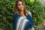 Del Mex Classic Mexican Blanket, Large Authentic Woven Falsa Throw (70"x50"), Artisan Southwest Décor for Beach, Yoga, Outdoors (Navy Blue)