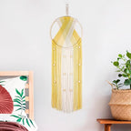 EOBTAIN Yellow Macrame Wall Hanging - Handmade Dream Catchers - Boho Dreamcatchers with Cotton Rope Tassel - Woven Wall Decor Tapestry for Living Roome Bedroom Home Decorations - 9.8" W x 31.5" L