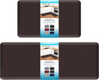 HappyTrends 2 PCS Kitchen Mat Cushioned Anti-Fatigue Floor Mat, Heavy Duty Ergonomic Comfort Foam Standing Mat,20"x30"+20"x47",Chocolate