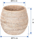 KOUBOO La Jolla Coco Rattan Bowl, White-Wash, Small Planter