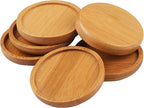 6pcs 3 inch Bamboo Round Plant Saucer, Mini Flower Pot Tray for Cactus Plant Pot Flower Pot Container Planter Bonsai Pots,no Plants Pot