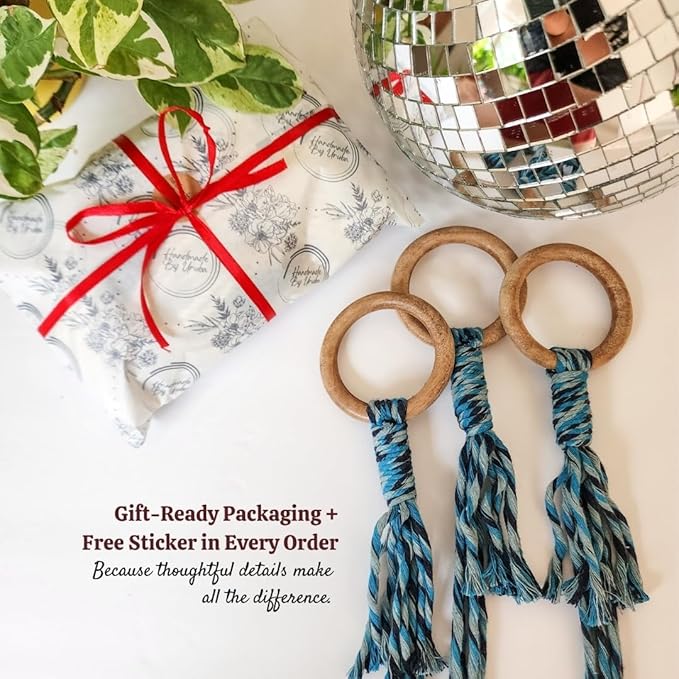 Set of 3 Macrame plant hanger for pots 4-10” live plants indoor and outdoor decor hanging plant holder Boho décor Plant stand Indoor plant shelf for Hanging planter for plant pots (Coastal Breeze)
