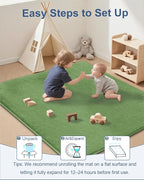 Thick Baby Play Mat for Floor,Padded Foam 50x50 Playpen Mat,Ultra Soft Support&Plush Feel Nursery Rug,Non Slip for Toddler, Infants,Kids Play,Yoga,Baby Crawling,Tummy Time(Green)