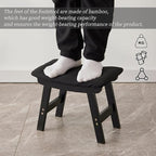Foot Stool,Ottoman,Bamboo Small Sofa Foot Rest Under Desk,Extra Seating for Living Room, Bedroom and Kitchen (Black Stool Legs - Black Surface)