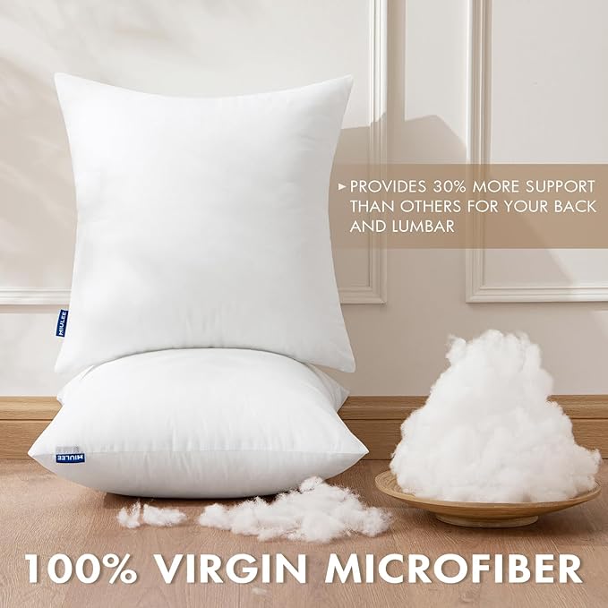 MIULEE Set of 4 Throw Pillow Inserts 18x18 Inches, 100% Virgin Filling Nowoven Pillow Inserts for Couch Sofa Living Room