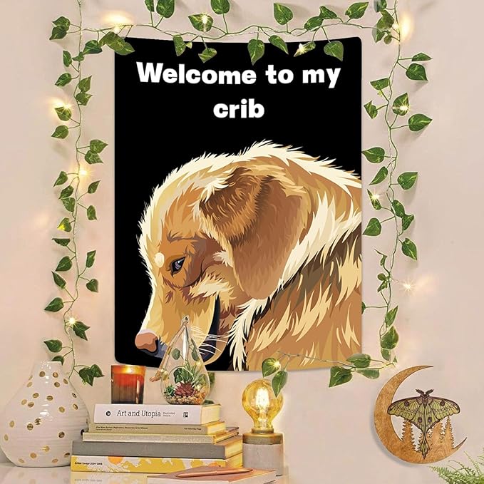 Jhdstore Funny Tapestries Welcome To My Crib Flag Funny Tapestry 3x4Ft Indoor Outdoor Wall Art Tapestry for Bedroom Teens Room Decoration Living Room Bedroom Decorations Cool Stuff for Your Room