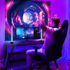 Atrippy Blacklight Galaxy 3D Tapestry for Bedroom, Glow in the Dark Space Room Decor Wall Hanging, UV Reactive Vortex Tapestries Backdrop Posters for Living Gamer Room Dorm Office 51x60 Inches