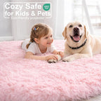 Amdrebio Pink Round Area Rugs 8Ft for Living Room, Bedroom Decor, Soft Large Circle Rug for Kids Room, Teen Girls, Fluffy Big Carpets for Baby Nursery, Dorm, Classroom, Cute Kawaii Princess Carpet