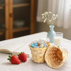 Fasmov 20 Pack Mini Bamboo Woven Baskets, 2.4 x 3 InchMini Wood Wicker Storage Bins for Desktop Organization, Round Flower Baskets, Clutter Organizer Basket, Tiny Woven Basket for Crafts