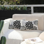 DFXSZ Black Grey Flower Pillow Covers 12x20 Inch Set of 2 White Gray Colored Throw Pillows Outdoor Waterproof Decor for Living Room Sofa Patio Funiture Garden Floral Polyester Pillow Covers 002I12