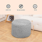 Asuprui Round Ottoman Pouf Ottoman Foot Stool Seat Faux Fur Bean Bag Foot Rest Floor Chair Leg Rest for Living Room, Bedroom or Wedding Gifts 20x20x14 Inches (Quiet Gray)