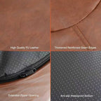Unstuffed Ottoman Pouf Cover 20 X 15 Inch, Round Pu Leather Foot Stool, Floor Bean Bag(No Filler), Foot Rest with Storage for Living Room/Bedroom/Office, Brown