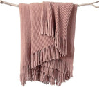 lifein Pink Throw Blanket for Couch, Soft Boho Decor Bed Throw,Cozy Chenille Knitted Small Farmhouse Lightweight Throw (Pink,50 * 60")
