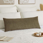 Kevin Textile 20x54 Inch Long Body Lumbar 1 Pack Boho Decorative Throw Pillow Cover Soft Striped Corduroy Rectangle Cushion Case Farmhouse Accent for Living Room Couch Sofa Bed, Olive Green