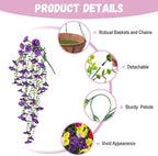 Artificial Flowers with Hanging Basket, Outdoor Faux Plants Silk Morning Glory Vines, Fake Petunias for Garden Patio Spring Summer Decor, 12 pcs Mixed Color
