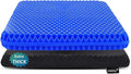 Gel Seat Cushion for Long Sitting, Extra Thick Gel Cushion for Wheelchair Soft Chair Pads Cushions for Office Home Chairs Car Seats Long Trips - Back Sciatica Hip Tailbone Pain Relief Cushion (Blue)