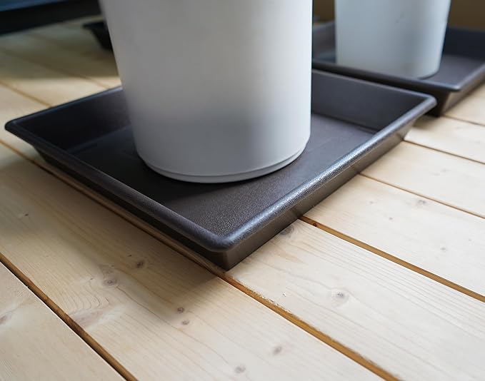Square Plant Saucer 12 Inch 2 Pack，Plant Stand Plant Trays for Pots Heavy Duty Plastic Plant Saucers for Indoors Outdoors, Flower Pot No Holes Plant Lover Gardening Gifts