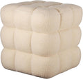 17''3 Square Ottoman Pouf Installed,Sturdy Wooden Frame,Capacity 330 lbs,Modern Sofa Stool Fuzzy Sherpa Footstool,Foot Rest,Cube Boucle,Vanity Stool,for Couch Living Room(Peach Fur)