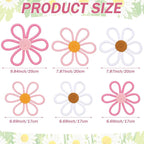 Barydat 6 Pcs Boho Nursery Decor Daisy Flower Woven Macrame Wall Hanging 3 Size Daisy Flower Wall Decor Bohemian Nursery Decorations for Home Dorm Art(Cute Color)