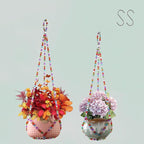 2 Pack Macrame Plant Hanger, Handmade Glass Bead Plant Hanger Colorful Decorative Bohemian Hanging Planter Holder for Indoor and Outdoor Home Garden Decor. Does Not Include Flower Pot.(17''/21'')