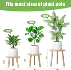 Wood Plant Stands Indoor, 3-Pack Single Plant Stand for 6-12 Inch Pots, Mid-Century Modern Plant Stool, Tall Wooden Plant Stand for Large Plants Perfect Fit for Living Room, Balcony, Office(Light Brown)